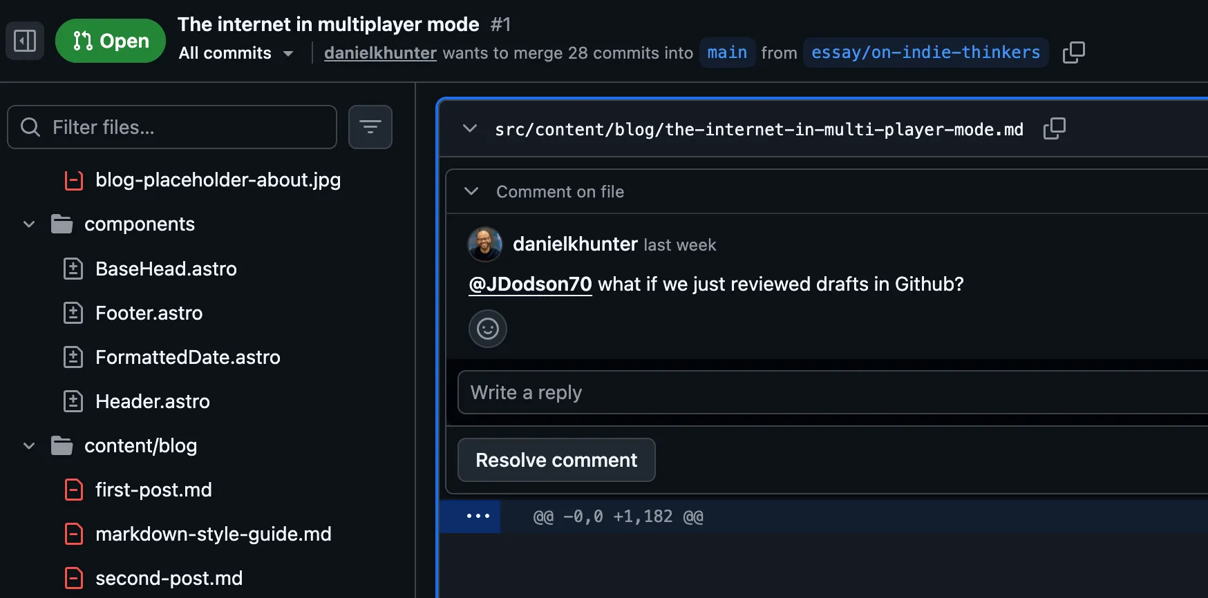 Drafts in GitHub