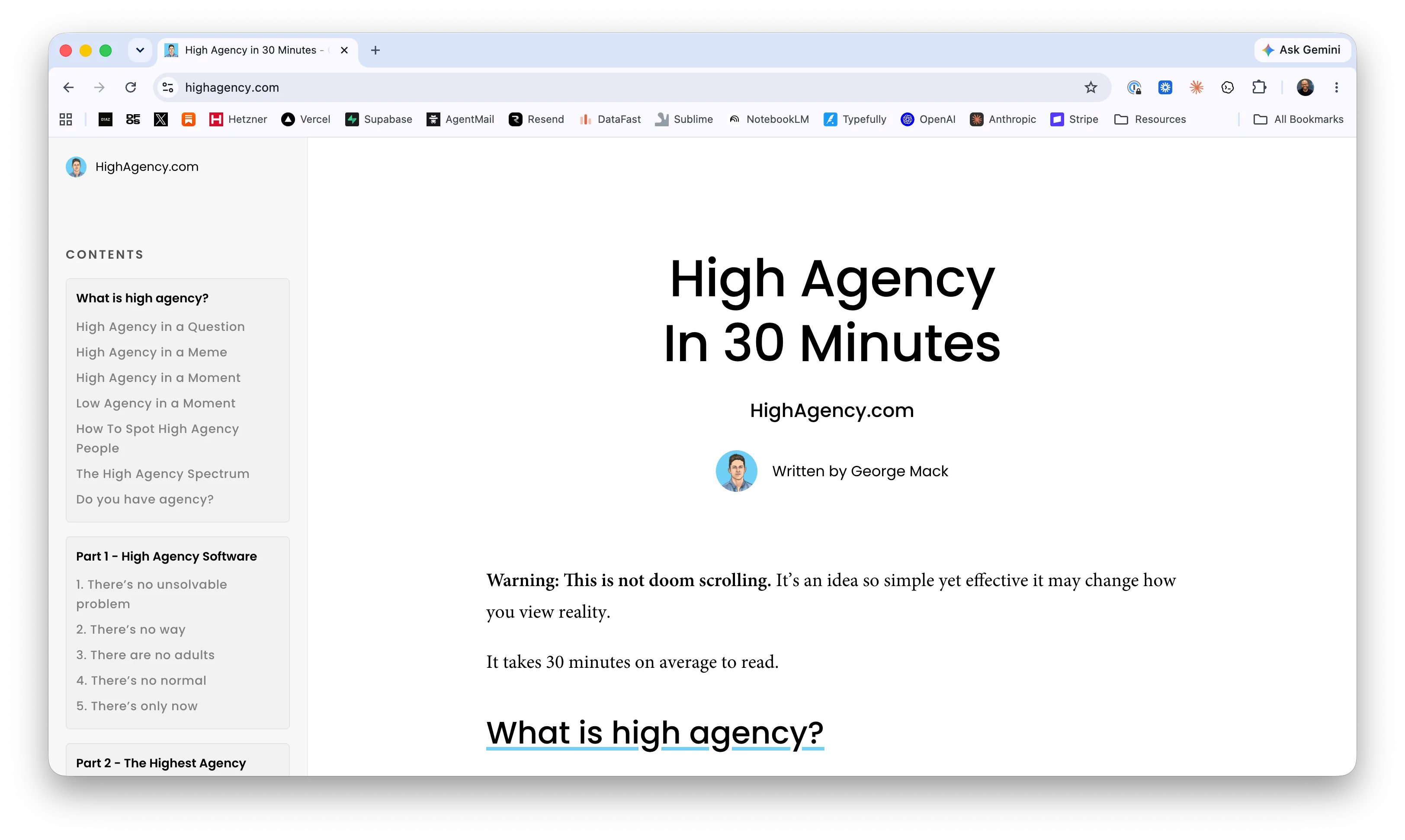 High Agency essay micro-site