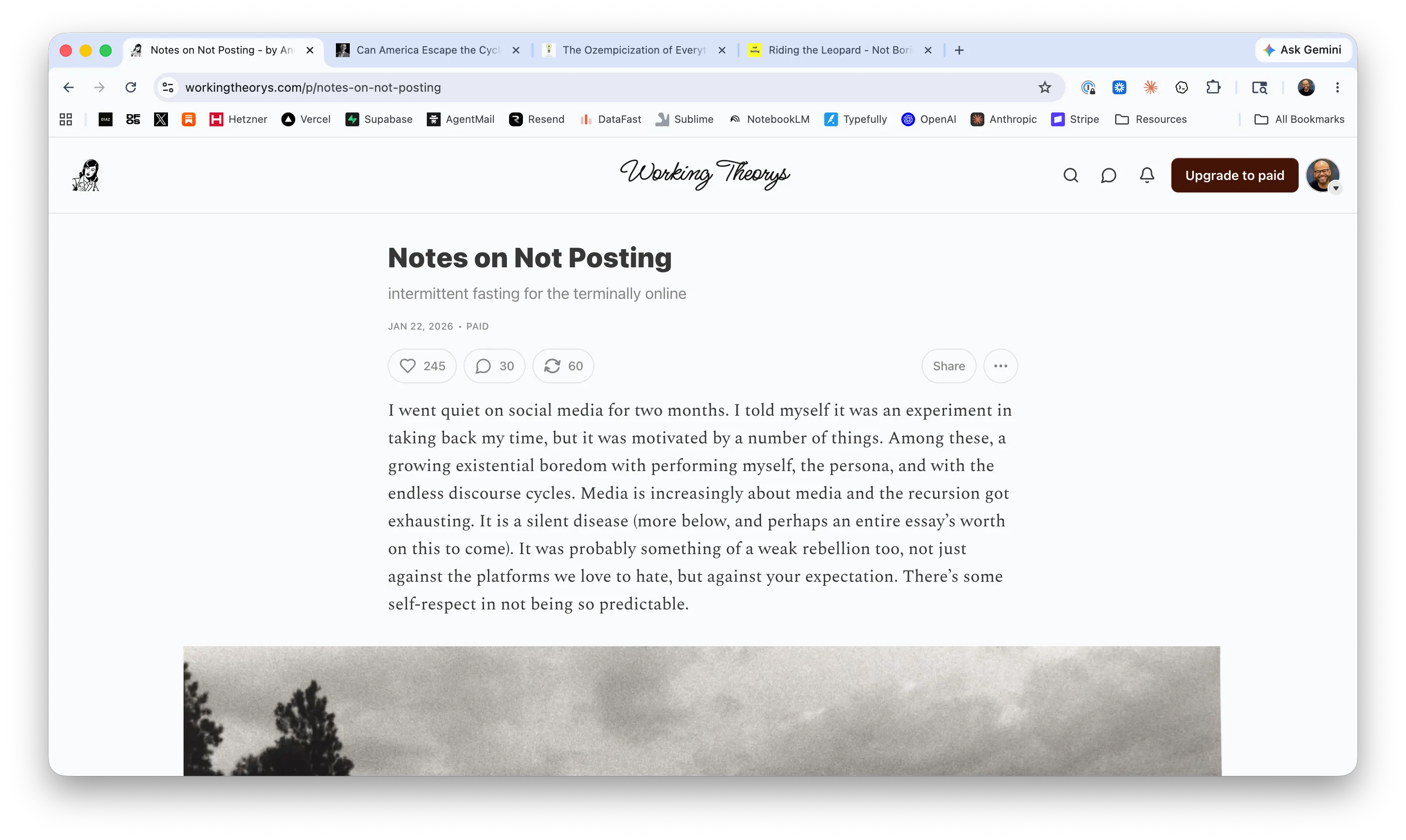 Substack screenshot of Untelling Things